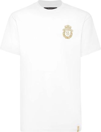 Billionaire Boys Club Geborduurde T-Shirt met Ronde Hals Crest - Heren - T-shirts - Wit - 3XL - Katoen - Tops