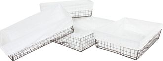 Hhg Hhg - Nunca Usado] Juego De 4 Cestas De Estanter&iacute;a Tanta, Organizador De Cestas De Ba&ntilde;o Para Armarios, Metal Con Funda De Tela