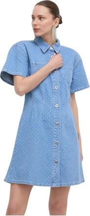Custommade Jamilah Dots - Dames - Shirt Kleedjes - Blauw - XS - Denim - Kleedjes