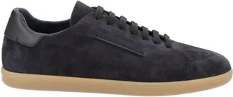Ermenegildo Zegna Black Calf Leather Suede Sneakers