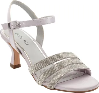 David Tate Trio Sandals Womens Silver Satin Embellished Spool Heel ZOGG3789