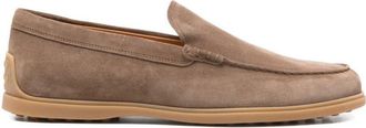 Tod's Suede Loafers With Rubber Sole Shoes