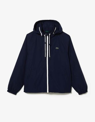 Lacoste Mens Detchable Hood Water-Repellent Jacket - Blue - Size: 38/36/Regular