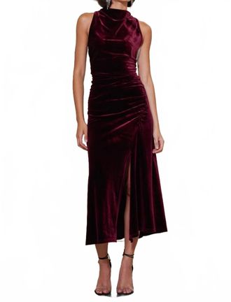 Bishop + Young Elle Velvet Halter Dress In Scarlet