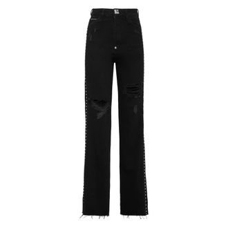 Philipp Plein Denim Palace Fit Crystal Cable - Dames - Loose Fit Jeans - Zwart - W27 - Denim - Jeans