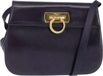 Ferragamo Pre-owned Leather Schoudertas - Dames - Vintage Schoudertas - Blauw - ONE Size - Leer - Vintage