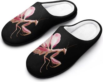 Generic Orchid Mantis Funny Mens Cotton Slippers Soft Non-Slip Rubber Sole House Slipper Indoor Outdoor