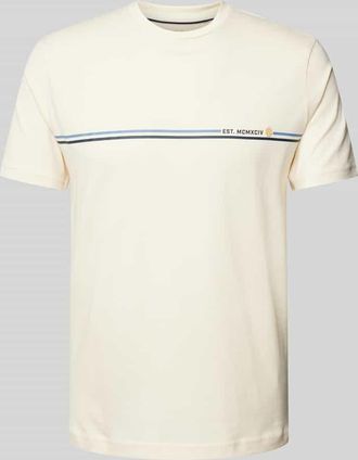 Christian Berg T-Shirt mit Label-Print in Metallic Beige, Gr&ouml;&szlig;e XXL