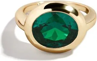 BaubleBar Birthstone Oval Cubic Zirconia Ring in Emerald at Nordstrom, Size 8