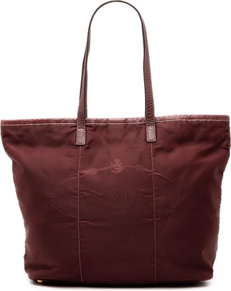 Prada Pre-owned Womens Tessuto Canapa Logo Tote - Dark Red Textile - One Size