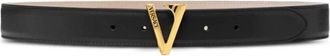 Versace V Leren Riem 3 cm - Dames - Riemen - Zwart - 75 CM - Leer - Accessoires