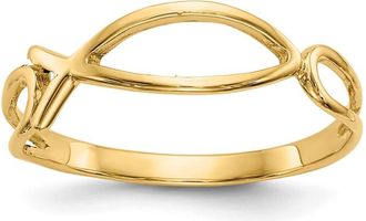 Diamond2Deal 14k Yellow Gold Polished Ichthus Fish Ring