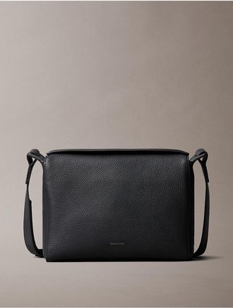 Calvin Klein Mens Pebble Leather Crossbody Bag - Black