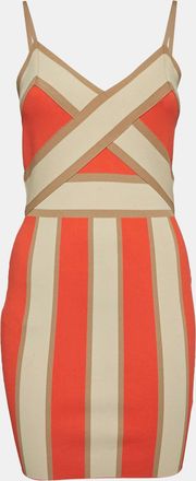Elisabetta Franchi Orange Stretch Knit Strappy Bodycon Dress