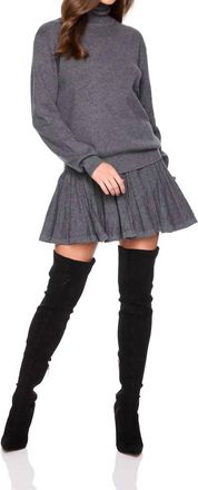 Susana Monaco Pointelle Sweater Skirt In Grey Melange Grey
