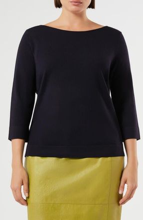 Marina Rinaldi Noca Virgin Wool Sweater in Midnight Blue at Nordstrom, Size Xx-Large