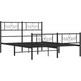 vidaXL Estructura Cama Sin Colch&oacute;n Con Estribo Metal Negro 150x200 Cm Vidaxl