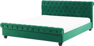 Beliani Waterbed Velvet AVALLON 180 x 200 cm (EU Super King) Emerald Green