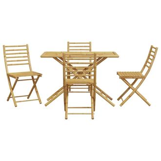 Berkfield Home Beautiful 5 Piece Garden Dining Set Bamboo in Light Tan