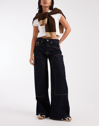 Tommy Jeans Charlie - Jeans a fondo ampio lavaggio scuro-Blu navy