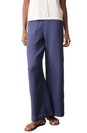 Marine Layer Isla Double Cloth Wide Leg Pants in Bay Blue at Nordstrom, Size X-Large