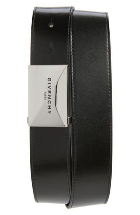Givenchy Reversible Metal Plaque Belt in Black/Grey at Nordstrom, Size 105