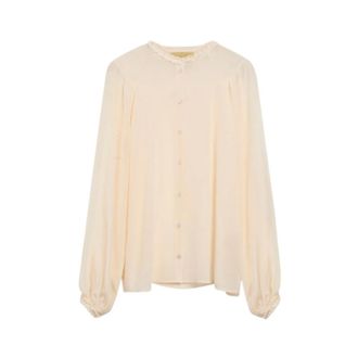 Momoni Dames, Blouses & Shirts, Beige, Maat: 2XS Zijde