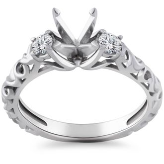 Pompeii3 1/4CT Vintage Diamond Engagement Ring Setting 14K White Gold Size Selectable