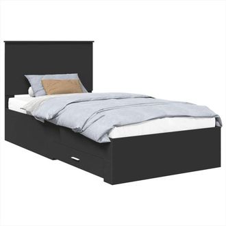 vidaXL Estructura De Cama Con Cabecera Negro Y Plata 90 X 200 Cm Vidaxl