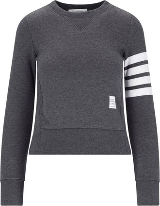 Thom Browne Crewneck Sweatshirt With Iconic Stripes And Tricolor Tab