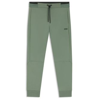 BOSS Cotton tracksuit bottoms with striped trims