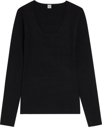 Toteme Scoop-neck Stretch-wool top - Black - S (UK8-10 / S)