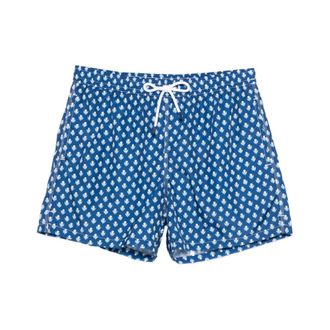 Fedeli Beachwear, male, Blue, Size: S Drawstring Patterned Beach Shorts