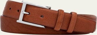 W. Kleinberg Mens Pebbled Bison Leather Belt