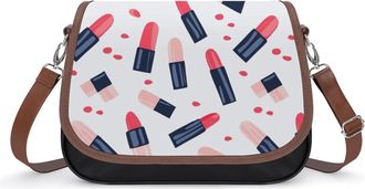 Generic Lipstick Pattern Womens Crossbody Bag Fashion Shoulder Handbags Message Tote Bag with Adjustable Strap