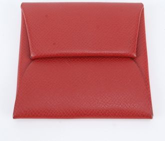 Herm&egrave;s Red Color Leather Coin Purse/Coin Case (Pre-Owned)