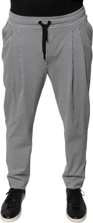 Dolce & Gabbana Mens Black White Houndstooth Skinny Dress Pants And Nylon Elastane