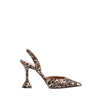 Amina Muaddi Holli Leopard Slingback Pumps