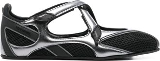 The Attico Floor01 Futuristic Mesh Overlaid Flats - Black/Silver