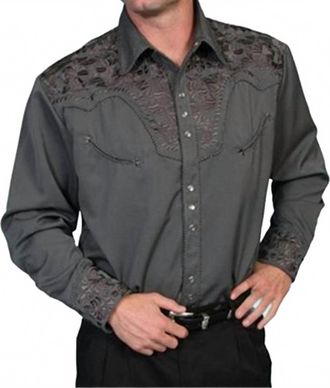Scully Western Fashion Snap Shirt In Charcoal