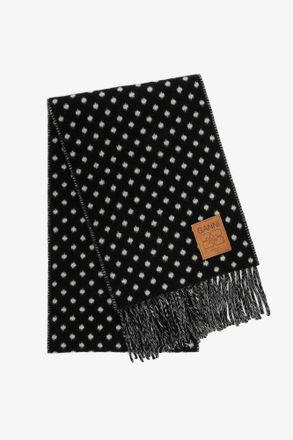 Ganni Black Wool Knit Scarf