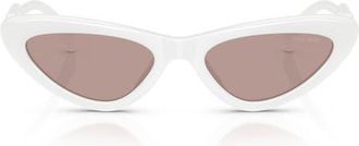 Miu Miu 55mm Cat Eye Sunglasses in Opal White/purple Brown at Nordstrom
