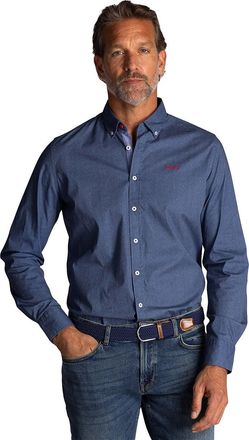 N-Z-A- NEW ZEALAND AUCKLAND NZA overhemd blauw gem&ecirc;leerd semi-wide spread collar