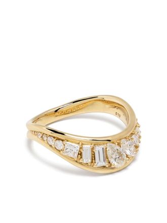 Fernando Jorge Anello Stream Wave in oro giallo 18kt con diamante