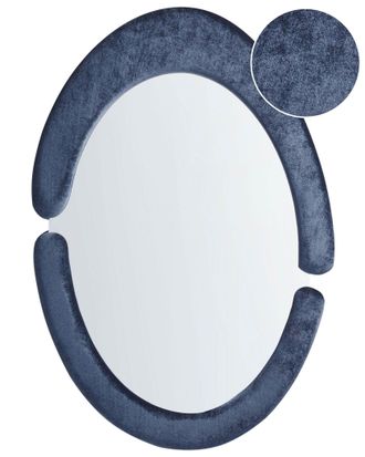 Beliani Specchio Da Parete Moderno Decorativo Appeso 53 X 89 Cm Telaio In Mdf Forma Irregolare Blu Scuro Massay