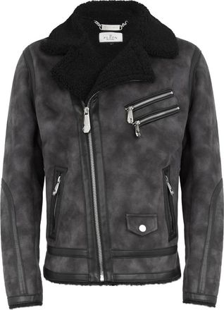 Philipp Plein Eco Shearling Jacket - Heren - Jassen - Zwart - XL - Polyester - Jassen