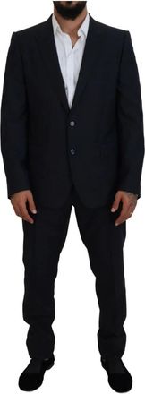 Dolce & Gabbana Blauw Single Breasted 2-Delig Martini Pak - Heren - Business pakken - Blauw - 2XL - Wol - Kostuums