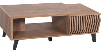 Hhg Nunca Usado] Mesa De Centro Hhg 619, Mesa De Sal&oacute;n Mesa Auxiliar Mesa De Sof&aacute;, Dise&ntilde;o 3d Cajones 44x120x65cm, Marr&oacute;n