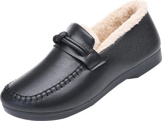 Generic cfpqv Winter Shoes Womens Lined Leather Shoes Loafer Elegant Womens Shoes Slippers Slip-On Shoes Trainers Warm Low Shoes Winter Boots Thermal Shoes Au