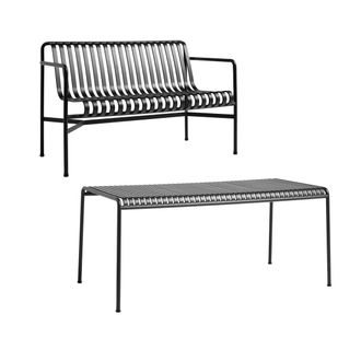HAY Palissade Tisch + Dining Bench, anthrazit